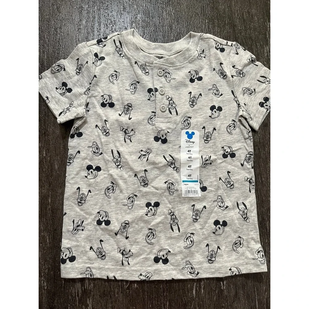 Jumping Beans Disney Shirt NWT Grey Black Mickey‎ Pluto Goofy 4T